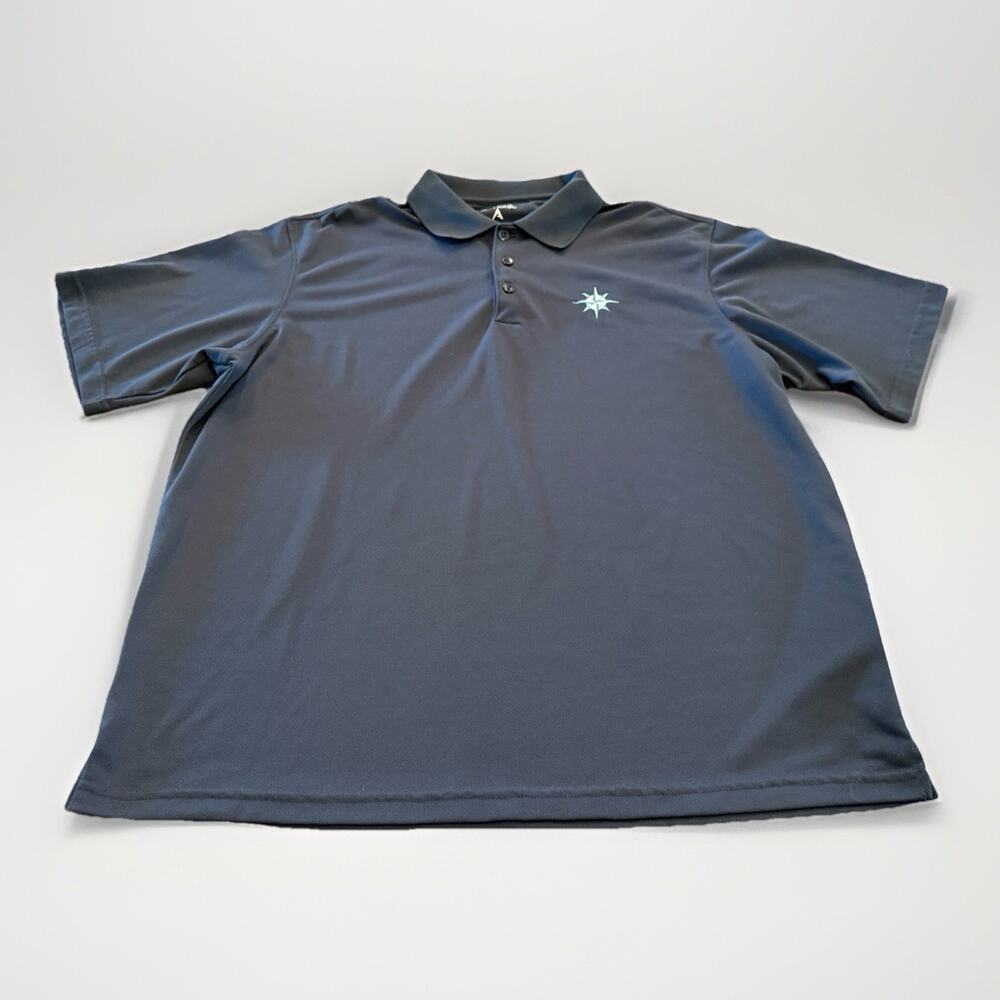 Antigua Mens Gray 1/4 Button Polo MLB Seattle Mariners Shirt Size XL
